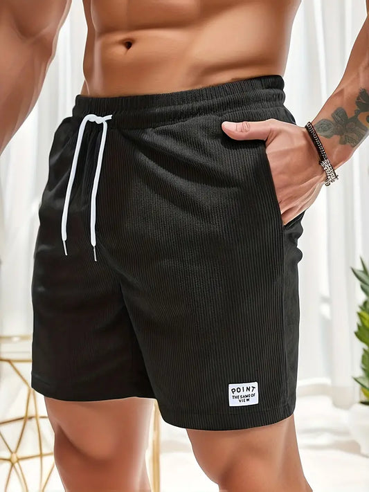 Men's Corduroy Style Summer Shorts | Elastic Waist Straight Fit