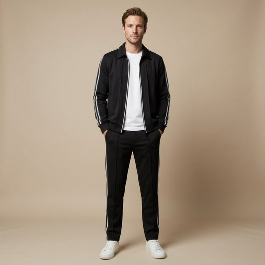 Men's Two-Piece Track Set | Stretch Stripe Athletic Style