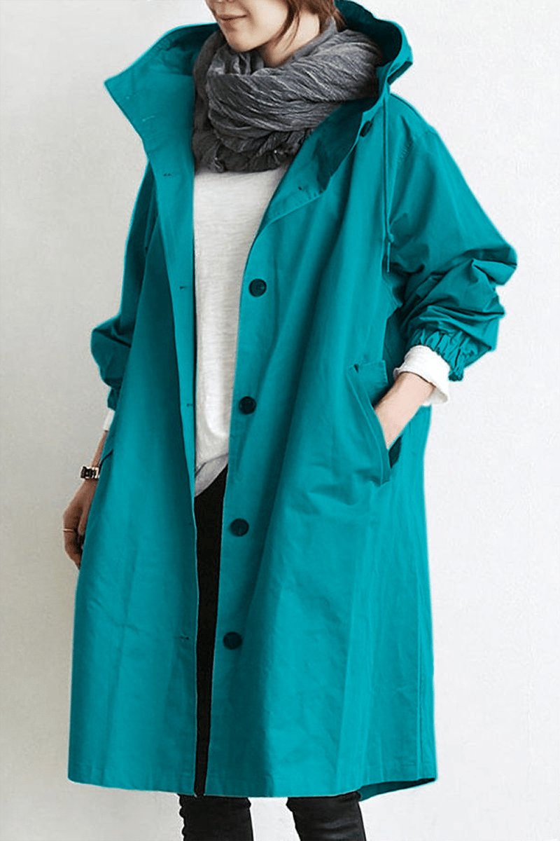 Women's Waterproof Hooded Trench Coat | Lightweight Rain Jacket