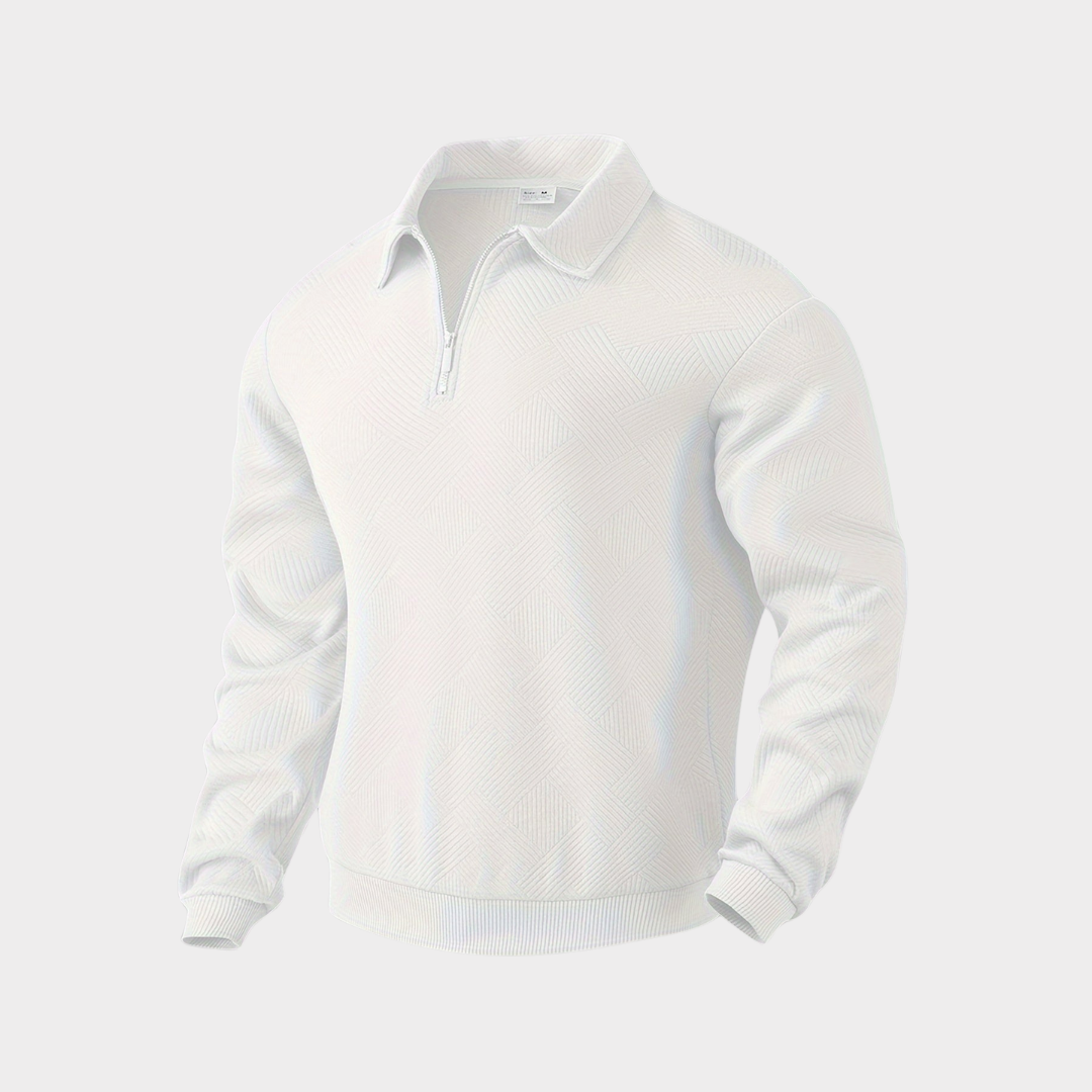 Men's Quarter-Zip Sweater | Geometric Print Knit