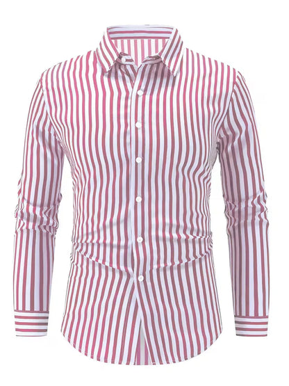 Men's Slim Fit Vertical Stripe Shirt | Smart Casual Button-Down