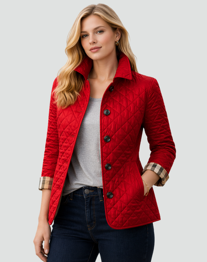 Women's Quilted Transitional Jacket | Regular Fit Collared Button-Up Coat