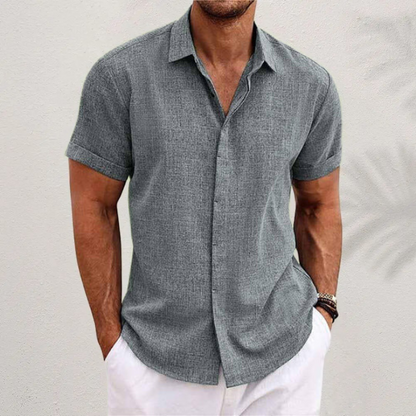 Men's Short Sleeve Summer Shirt | Linen-Style Lightweight Beach Top