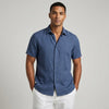 Men's Linen Style Summer Shirt | Short Sleeve Open Collar
