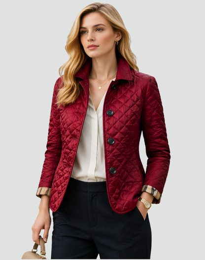 Women's Quilted Transitional Jacket | Regular Fit Collared Button-Up Coat