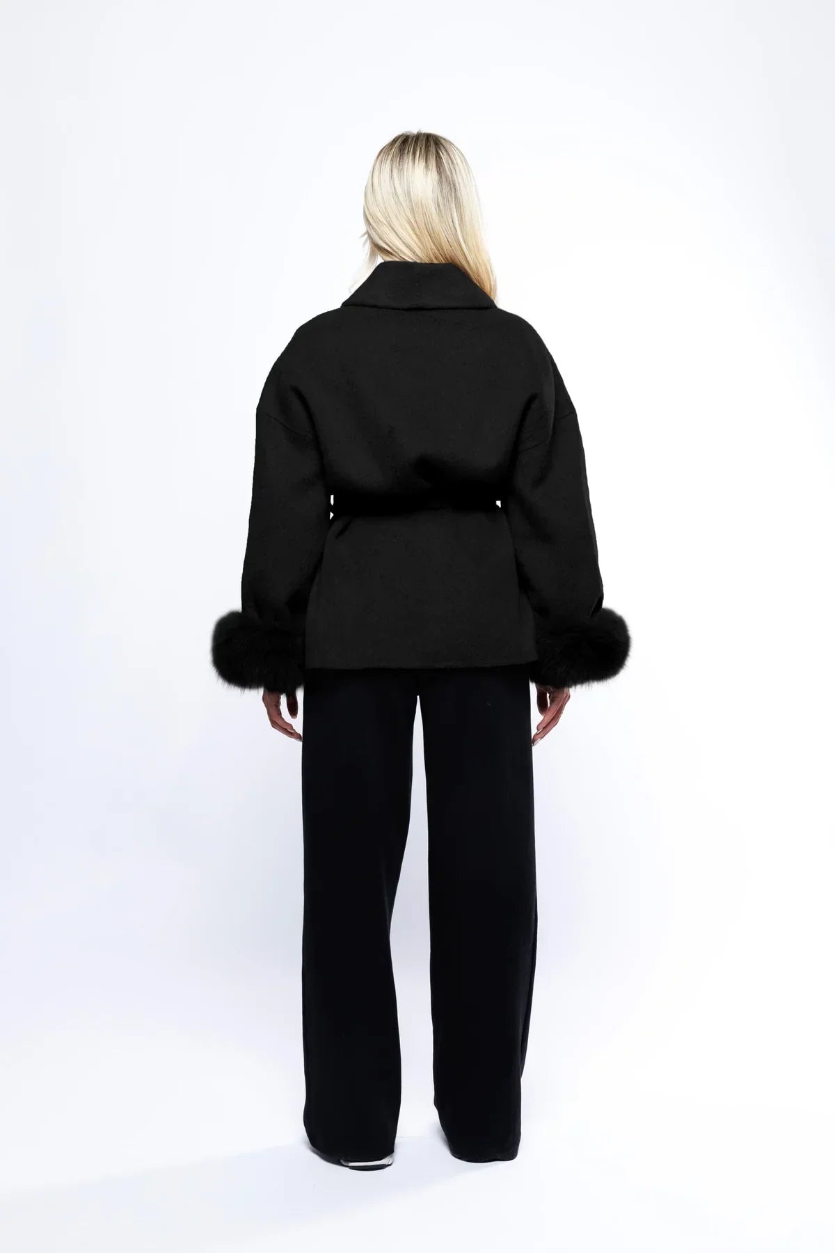 Women's Wrap Coat | Faux Fur Trim Oversized Style