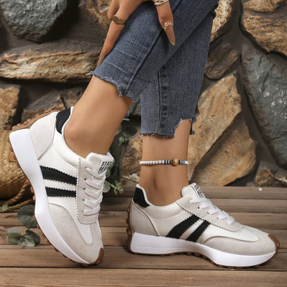 Women's Retro Trainers | Suede-Style Panel Sneakers
