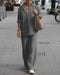 Mermaid | Women's 2-Piece Outfit with Button-Down Shirt and Wide-Leg Pants