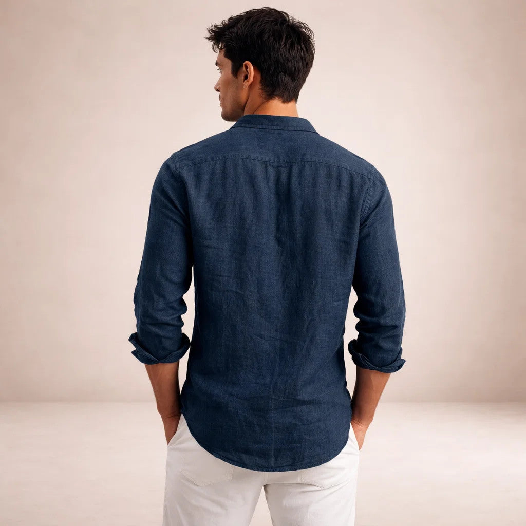 Men's Long Sleeve Linen Style Shirt