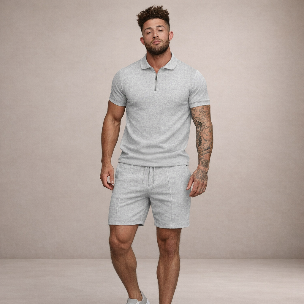 Men's Polo & Shorts Set | Breathable Slim Fit Summer Outfit