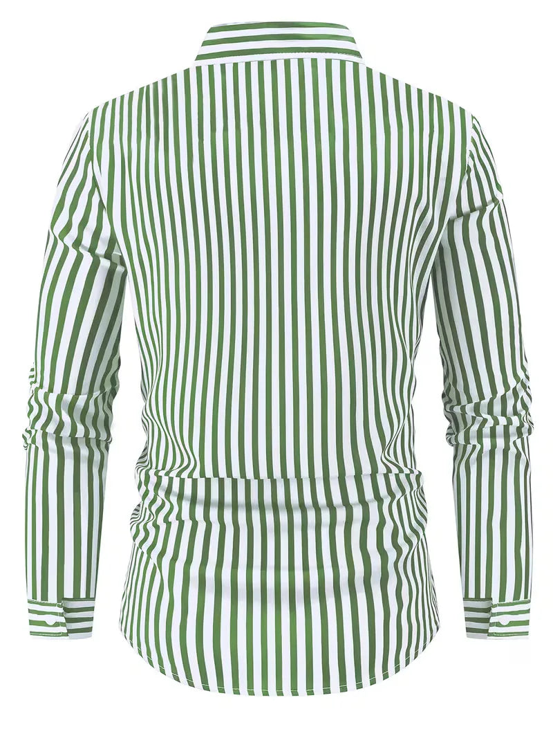 Men's Slim Fit Vertical Stripe Shirt | Smart Casual Button-Down