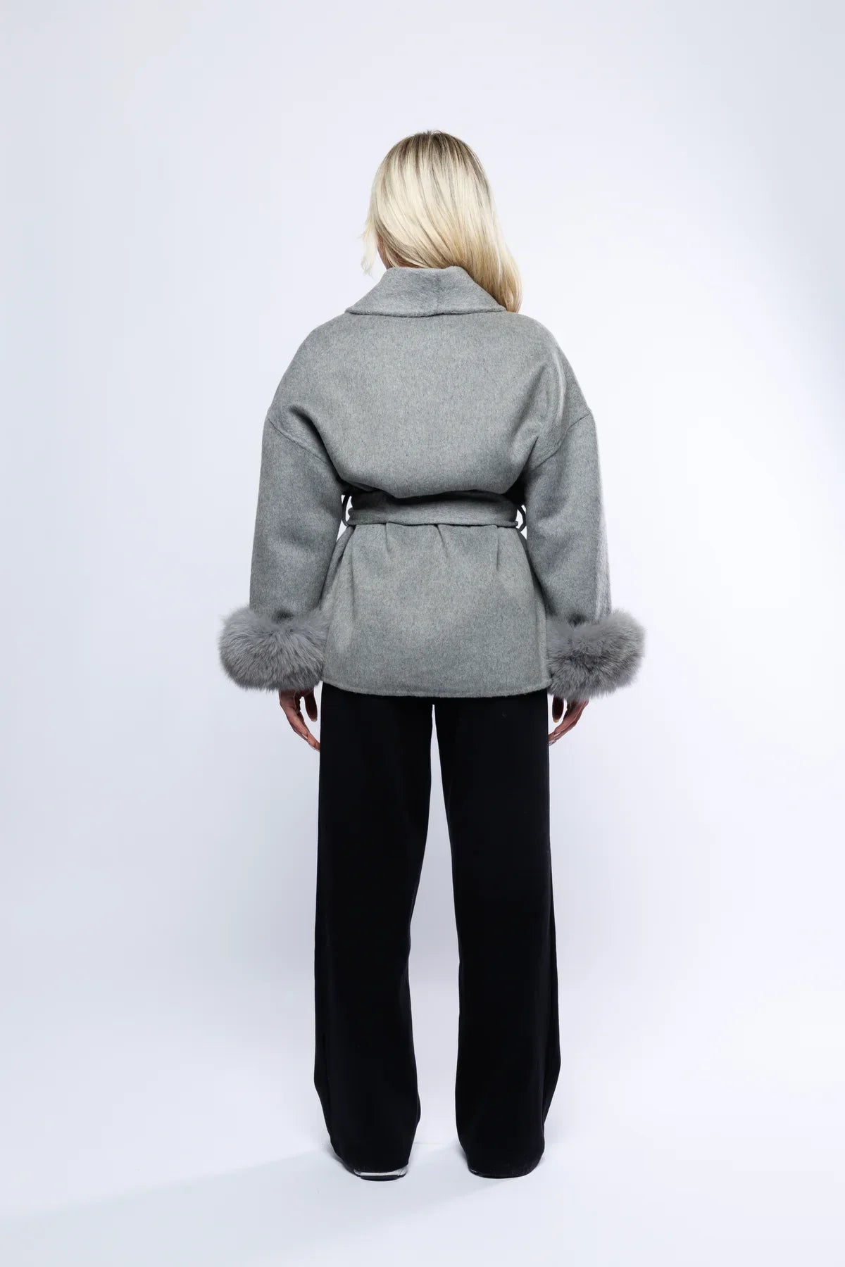 Women's Wrap Coat | Faux Fur Trim Oversized Style