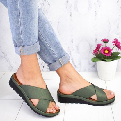 Women's Cross-Strap Comfort Sandals | Cushioned Platform Sole