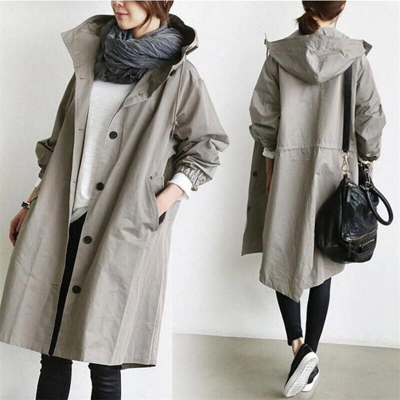 Women's Waterproof Hooded Trench Coat | Lightweight Rain Jacket