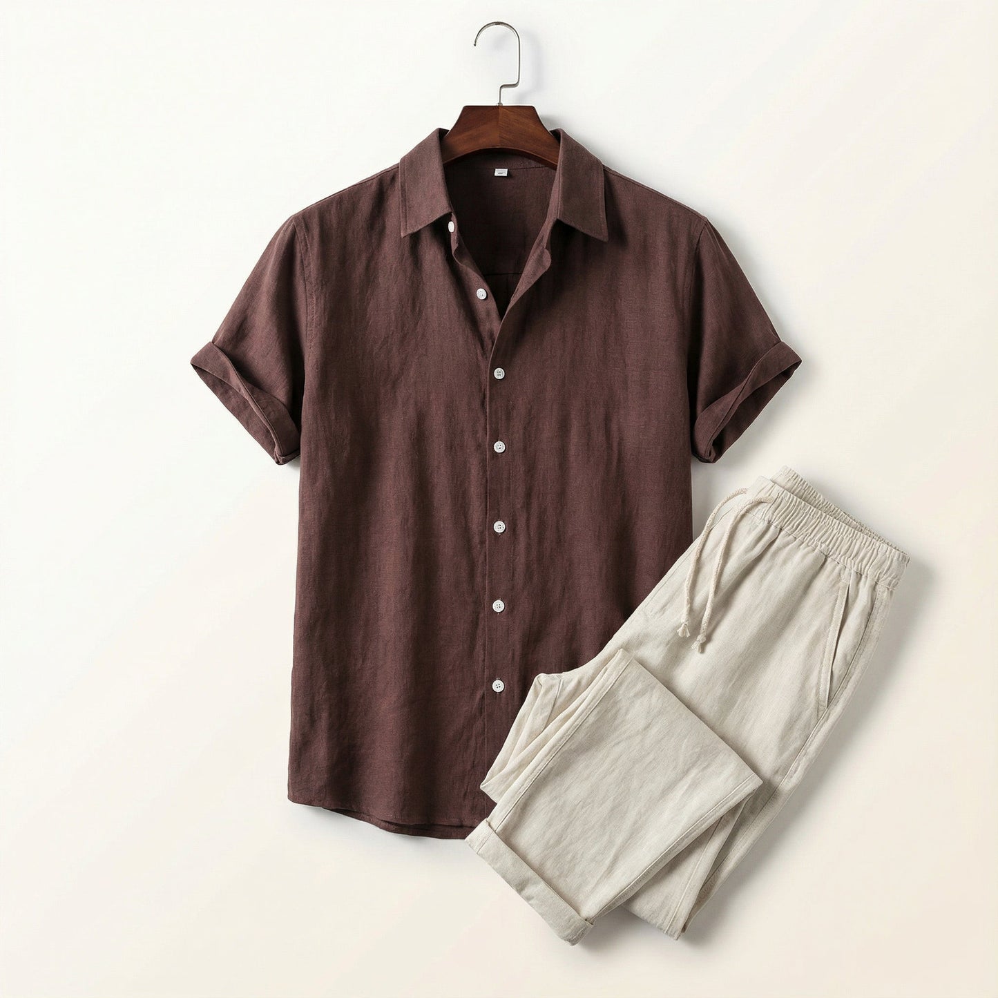 Linen-Style Summer Set | Lightweight Shirt & Trousers