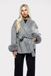 Women's Wrap Coat | Faux Fur Trim Oversized Style