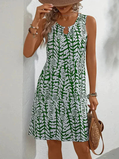 Women's Sleeveless Summer Dress | Abstract Print Mini