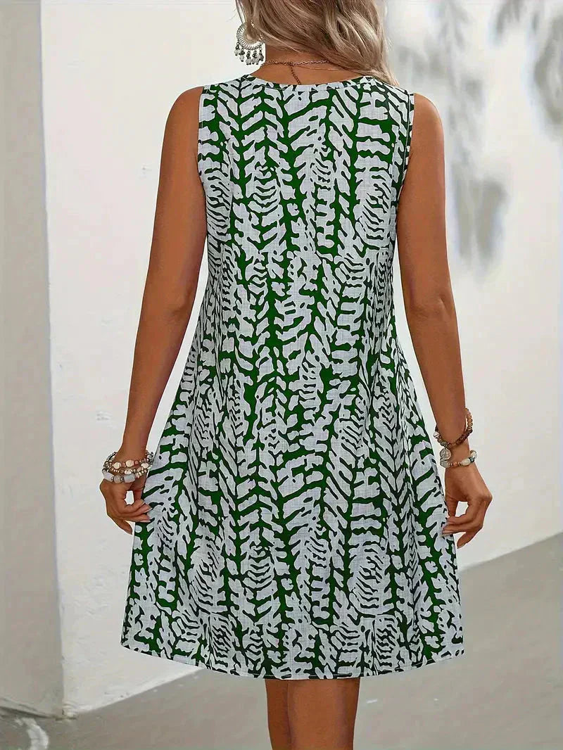 Women's Sleeveless Summer Dress | Abstract Print Mini