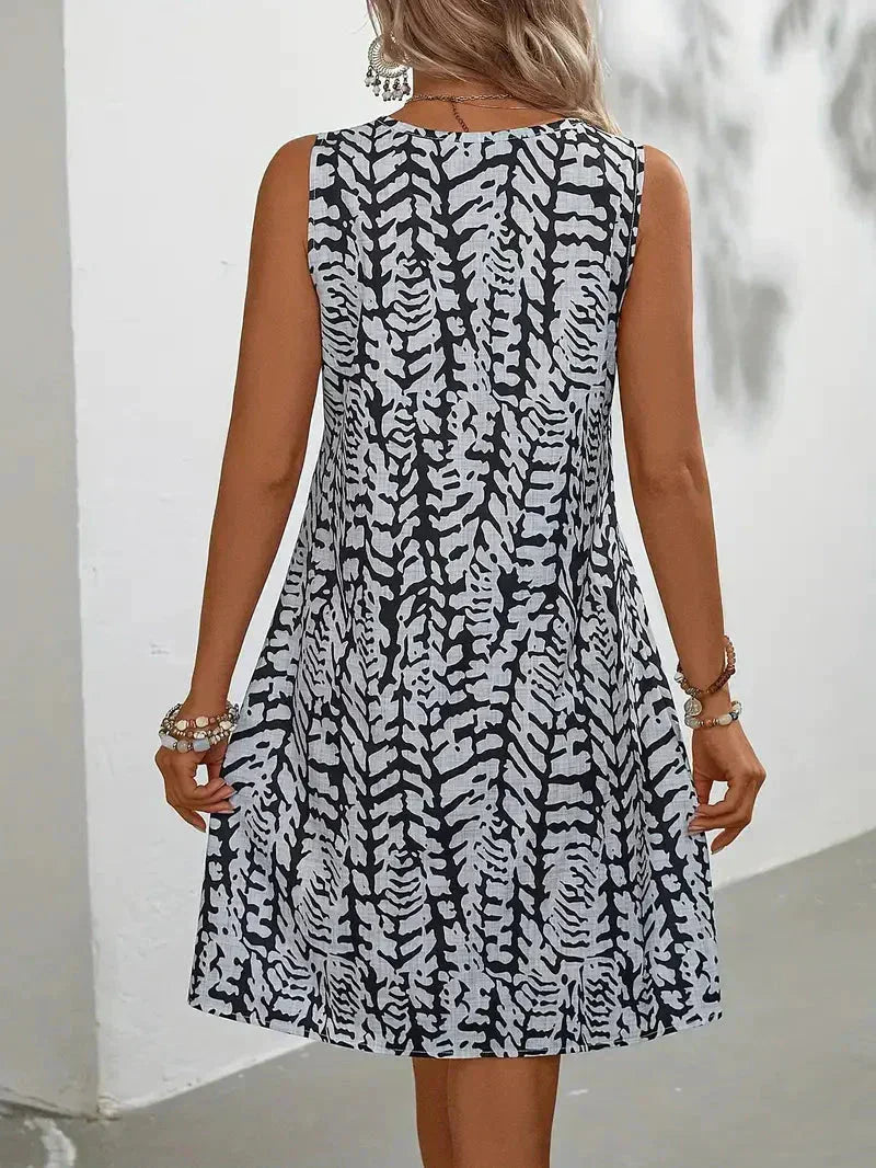 Women's Sleeveless Summer Dress | Abstract Print Mini
