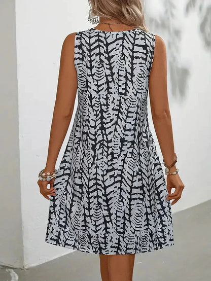 Women's Sleeveless Summer Dress | Abstract Print Mini