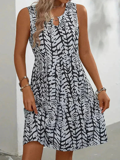 Women's Sleeveless Summer Dress | Abstract Print Mini