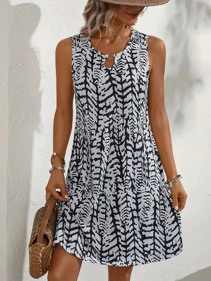 Women's Sleeveless Summer Dress | Abstract Print Mini