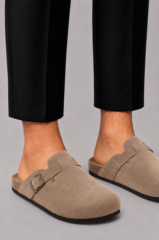 Men's Faux Suede Clogs | Open Back Slip-On Comfort