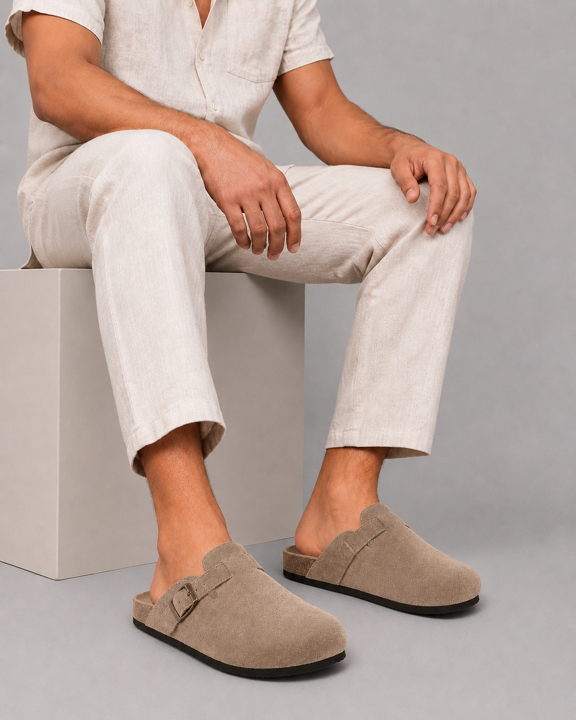 Men's Faux Suede Clogs | Open Back Slip-On Comfort