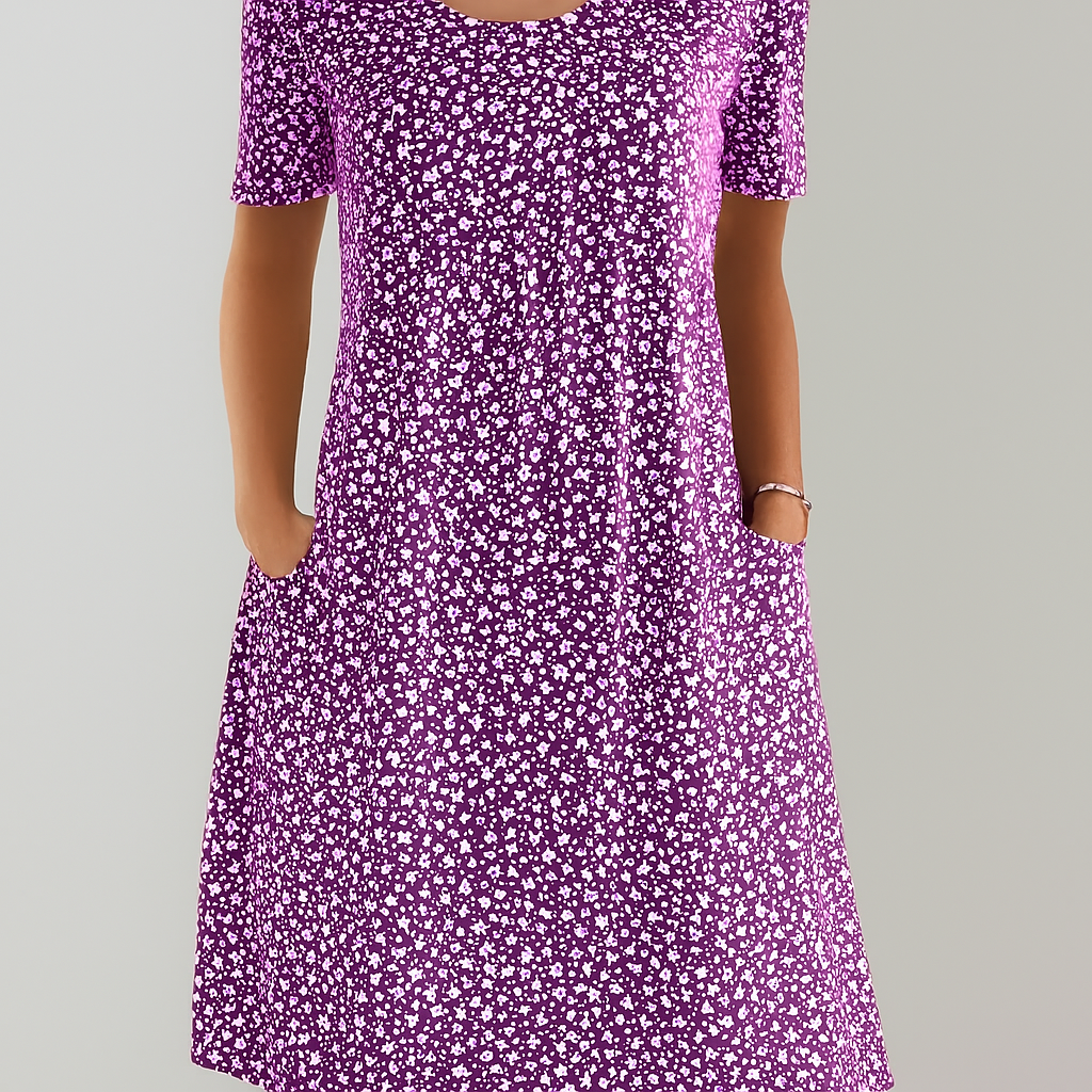 Women's High Waist Floral Midi Dress | With Pockets