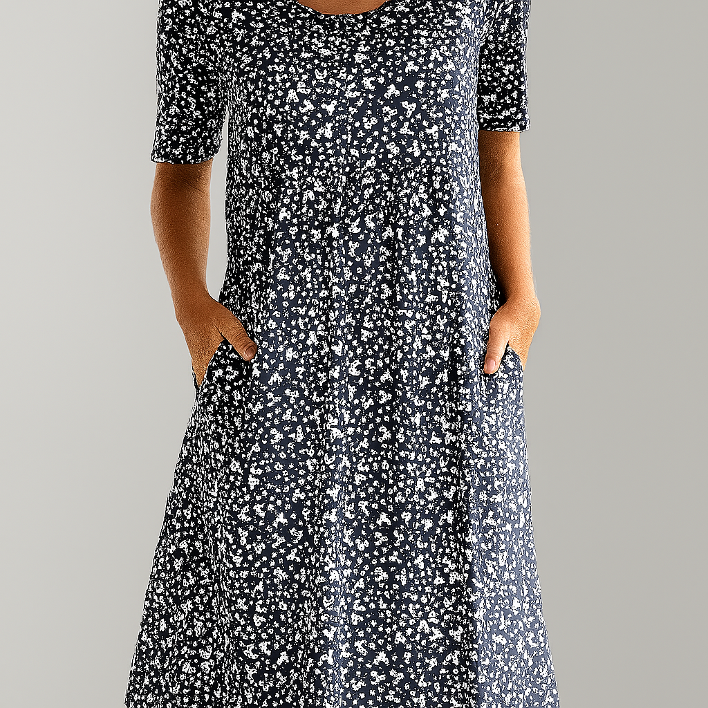 Women's High Waist Floral Midi Dress | With Pockets