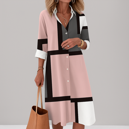 Women's Geometric Print Shirt Dress | Knee Length