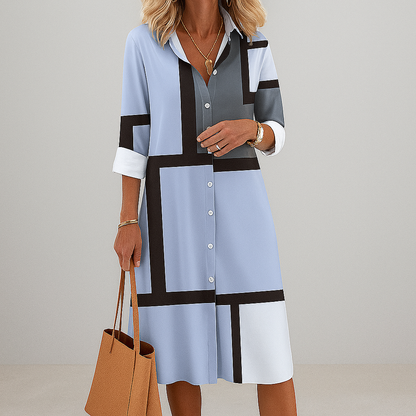 Women's Geometric Print Shirt Dress | Knee Length