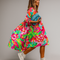 Women's A-Line Midi Dress | Puff Sleeve Oversized Fit