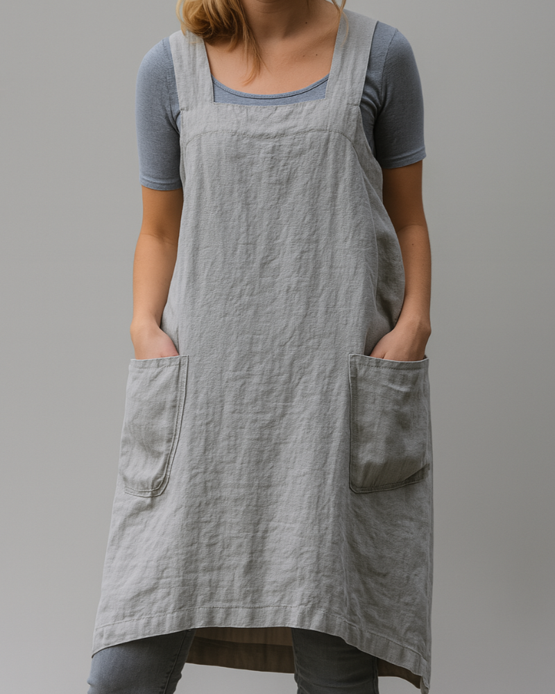 Women's Apron Style Summer Dress | Pockets Relaxed Fit