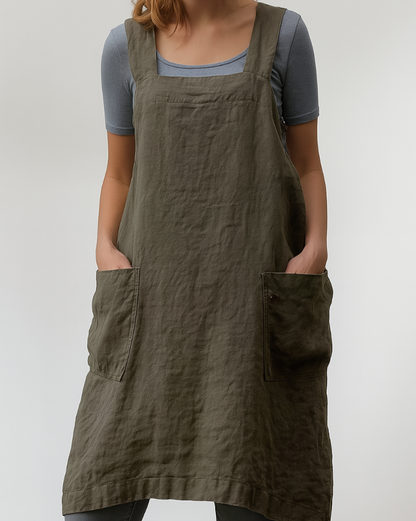 Women's Apron Style Summer Dress | Pockets Relaxed Fit