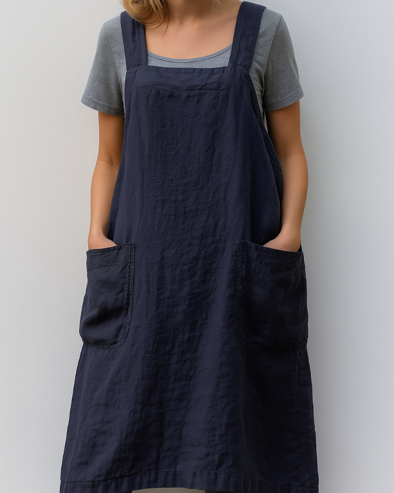 Women's Apron Style Summer Dress | Pockets Relaxed Fit