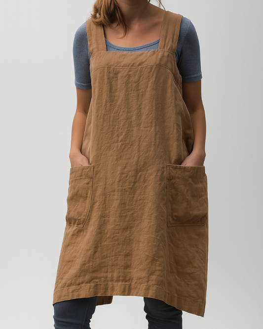 Women's Apron Style Summer Dress | Pockets Relaxed Fit