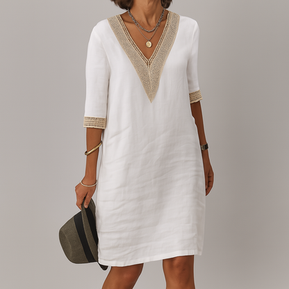 Women's Linen Style Summer Dress | Relaxed Breathable Midi