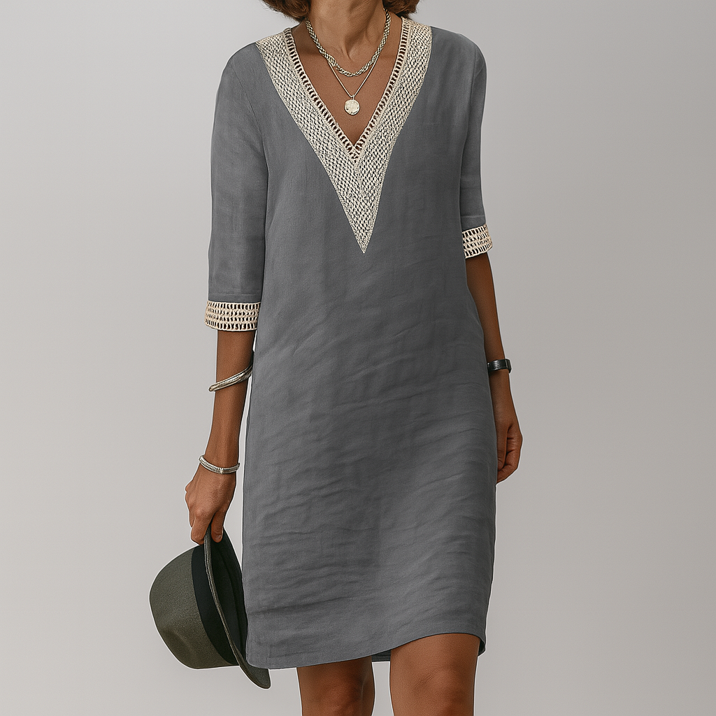 Women's Linen Style Summer Dress | Relaxed Breathable Midi