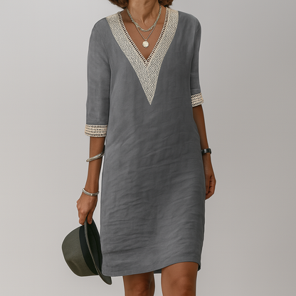 Women's Linen Style Summer Dress | Relaxed Breathable Midi