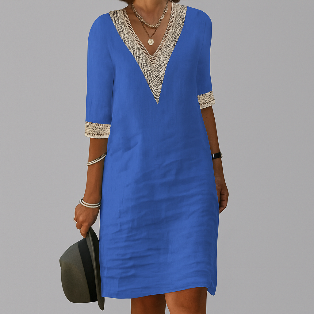 Women's Linen Style Summer Dress | Relaxed Breathable Midi