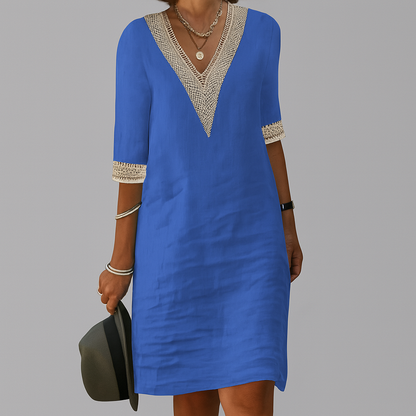 Women's Linen Style Summer Dress | Relaxed Breathable Midi