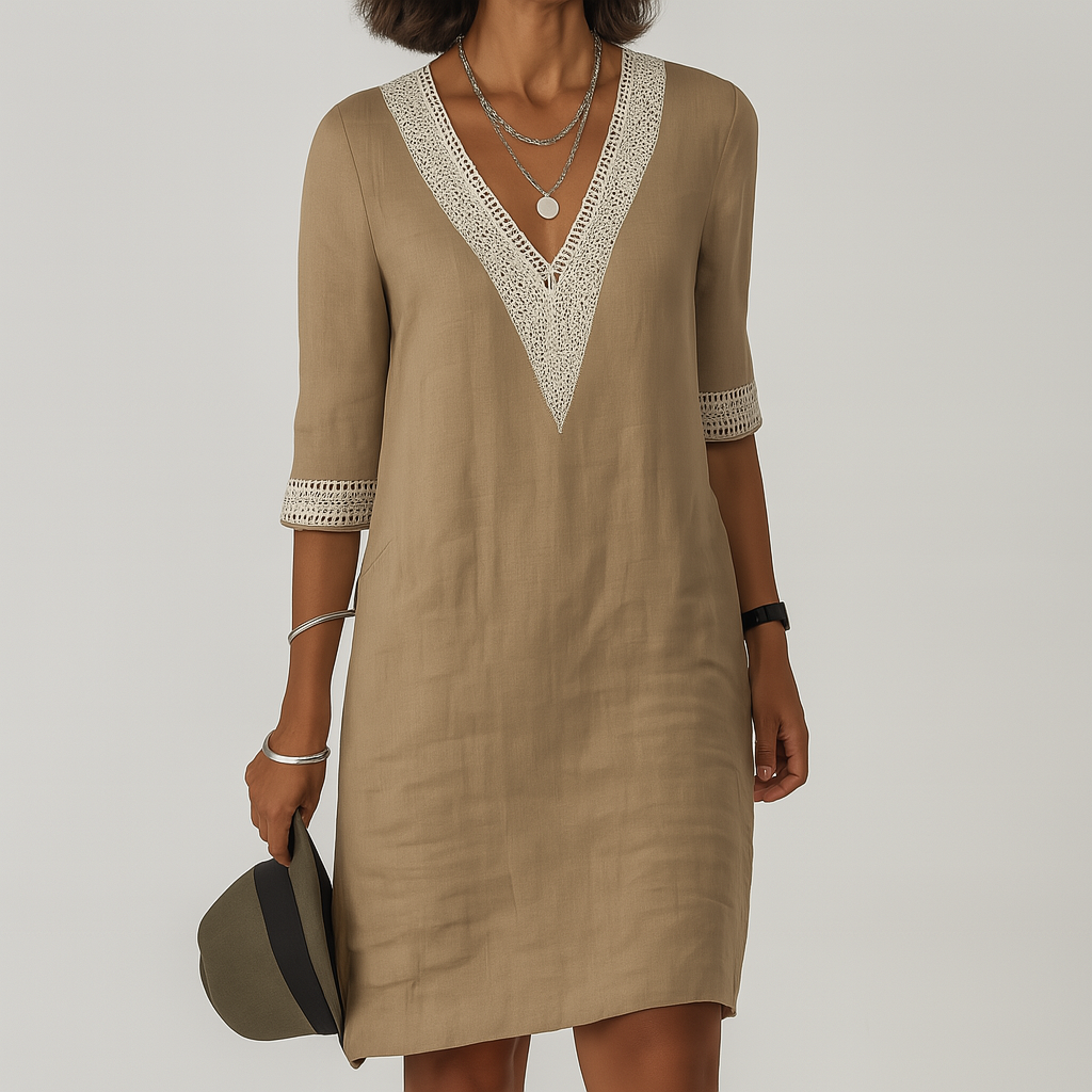 Women's Linen Style Summer Dress | Relaxed Breathable Midi