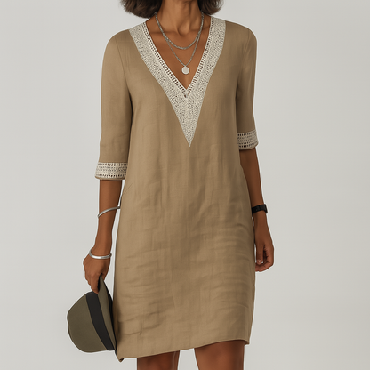 Women's Linen Style Summer Dress | Relaxed Breathable Midi