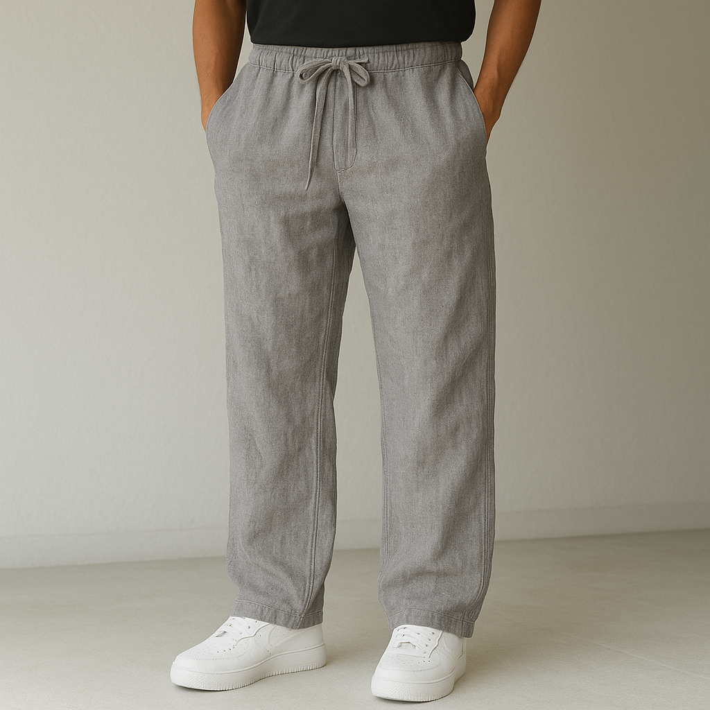 Men's Linen-Style Drawstring Trousers | Relaxed Smart-Casual Fit