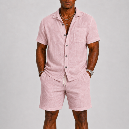 Men's Linen Blend Short Set | Two-Piece Summer Outfit