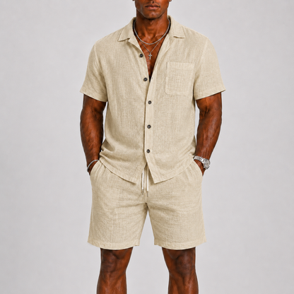 Men's Linen Blend Short Set | Two-Piece Summer Outfit