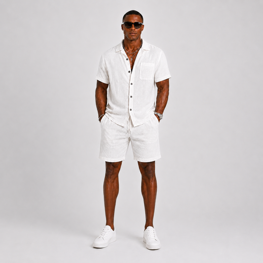 Men's Linen Blend Short Set | Two-Piece Summer Outfit