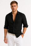 Men's Slim Fit Classic Collar Shirt | Linen-Style Summer Shirt