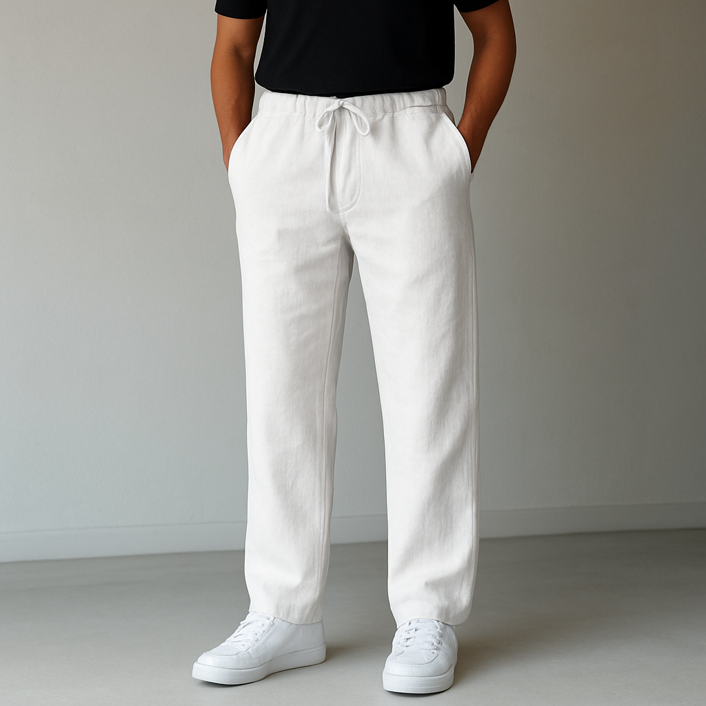 Men's Linen-Style Drawstring Trousers | Relaxed Smart-Casual Fit